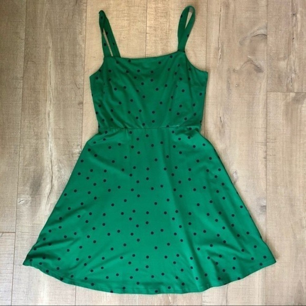 Green Blue polka dot dress